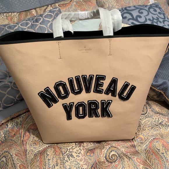 Limited Edition 🔥 Authentic Kate Spade L.edition cotton twill leather tote - Picture 7 of 8